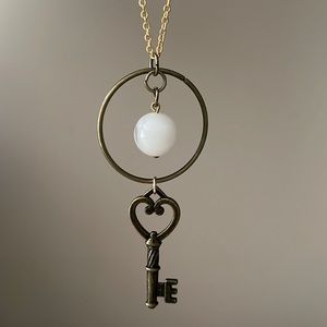 2 for $32 / Mixed metal gemstone and key necklace